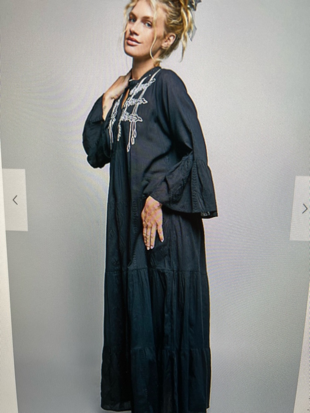 POL Black Embroidered Maxi Dress